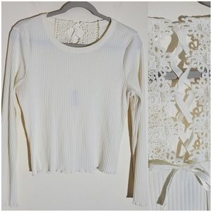American Rag Ribbed Ribbed Knit Long Sleeve Top